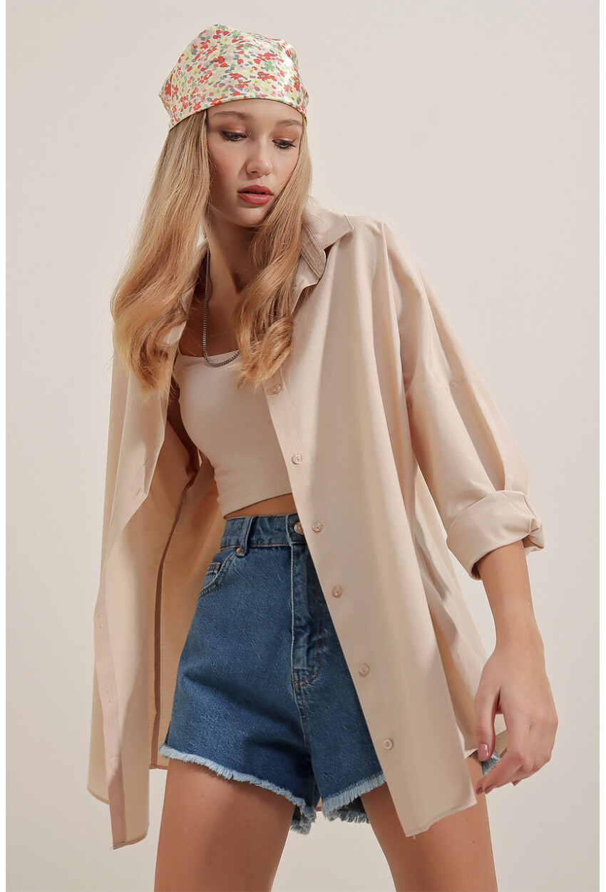 3900 Oversized Long Basic Shirt