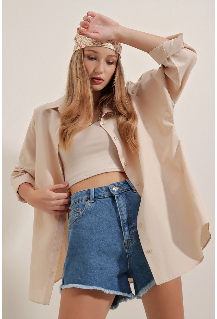 3900 Oversized Long Basic Shirt