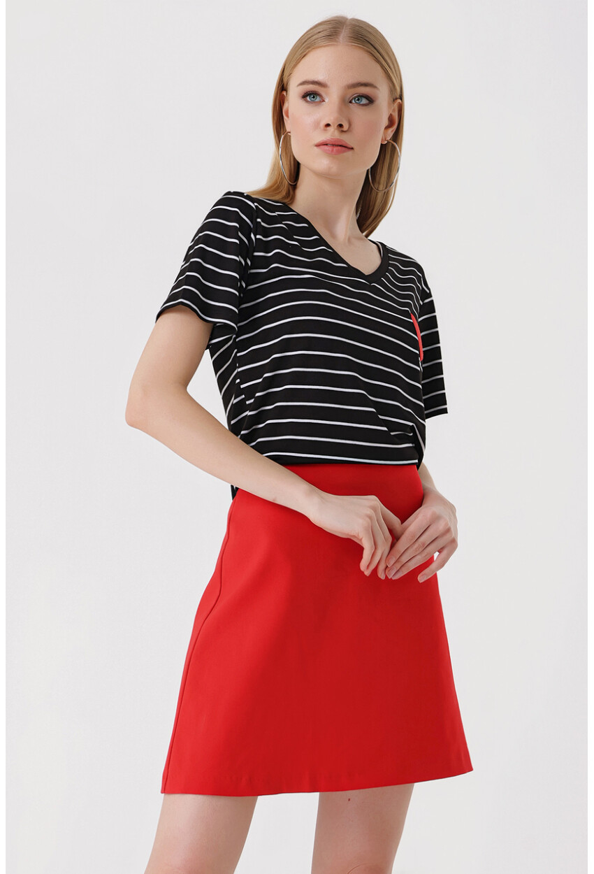 4304 Striped T-Shirt With Heart Detail