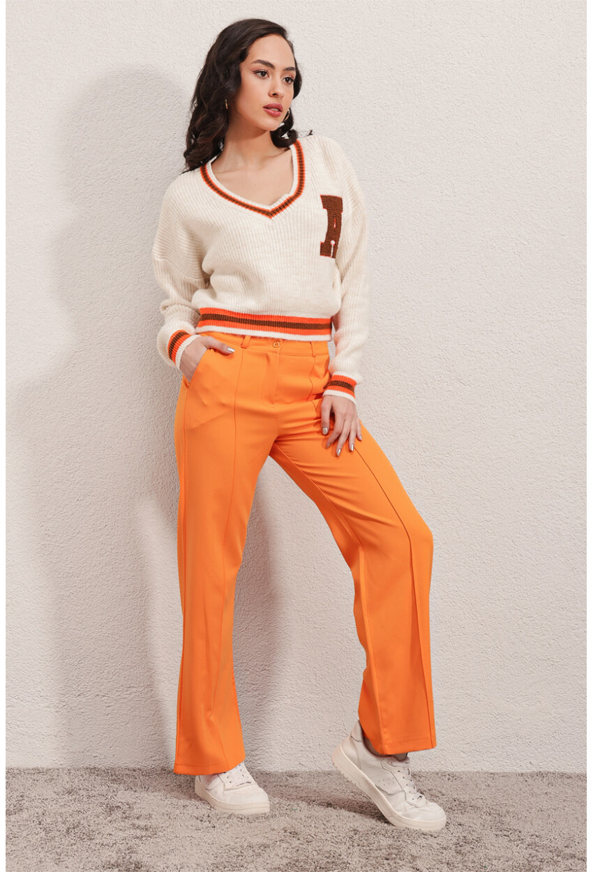 6542 High-Waist Fabric Pants