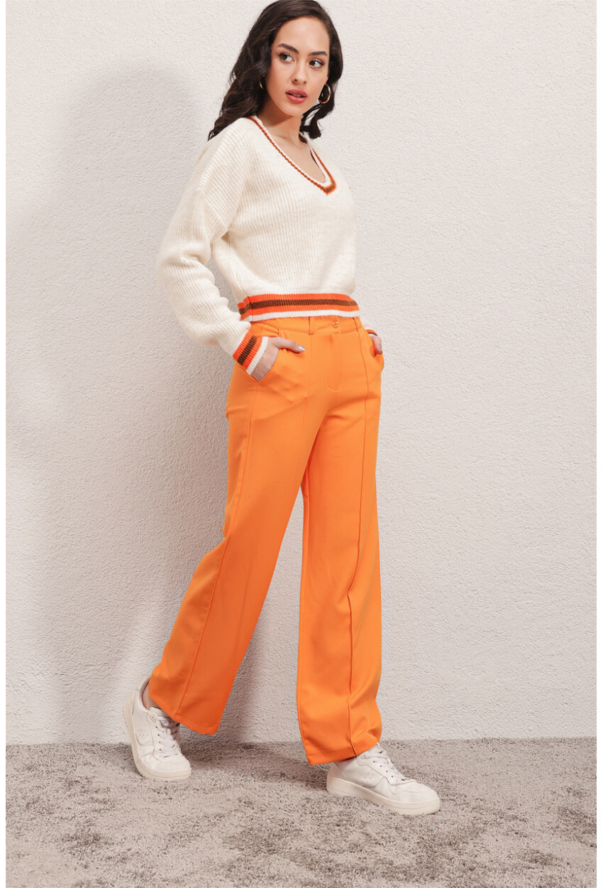 6542 High-Waist Fabric Pants