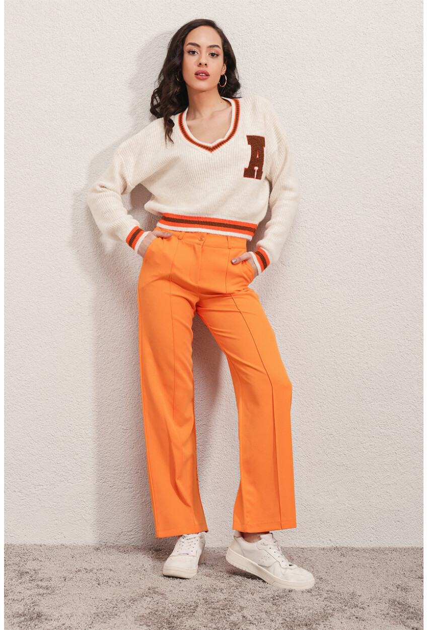 6542 High-Waist Fabric Pants