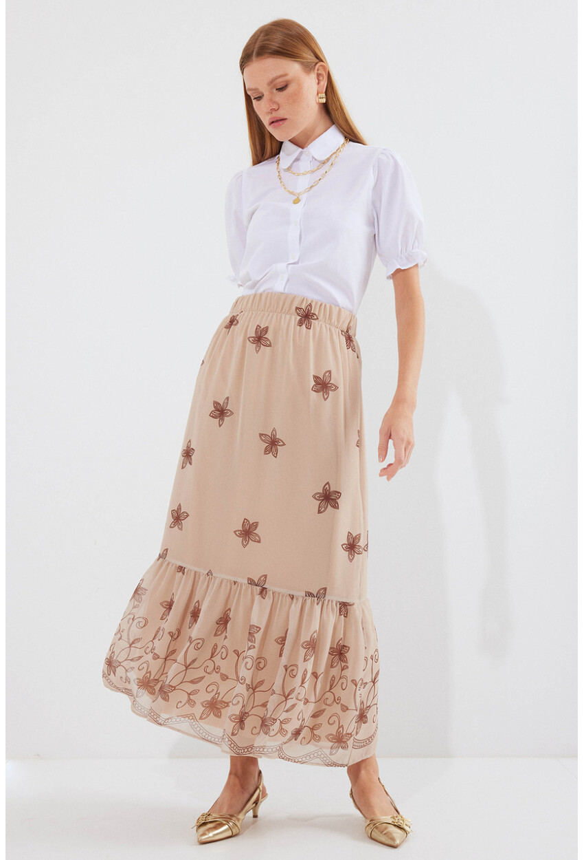 8010 Patterned Chiffon Skirt