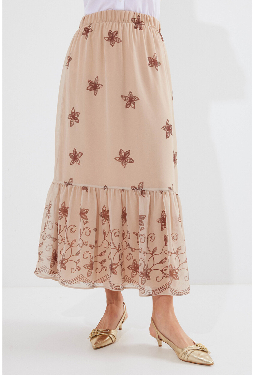 8010 Patterned Chiffon Skirt