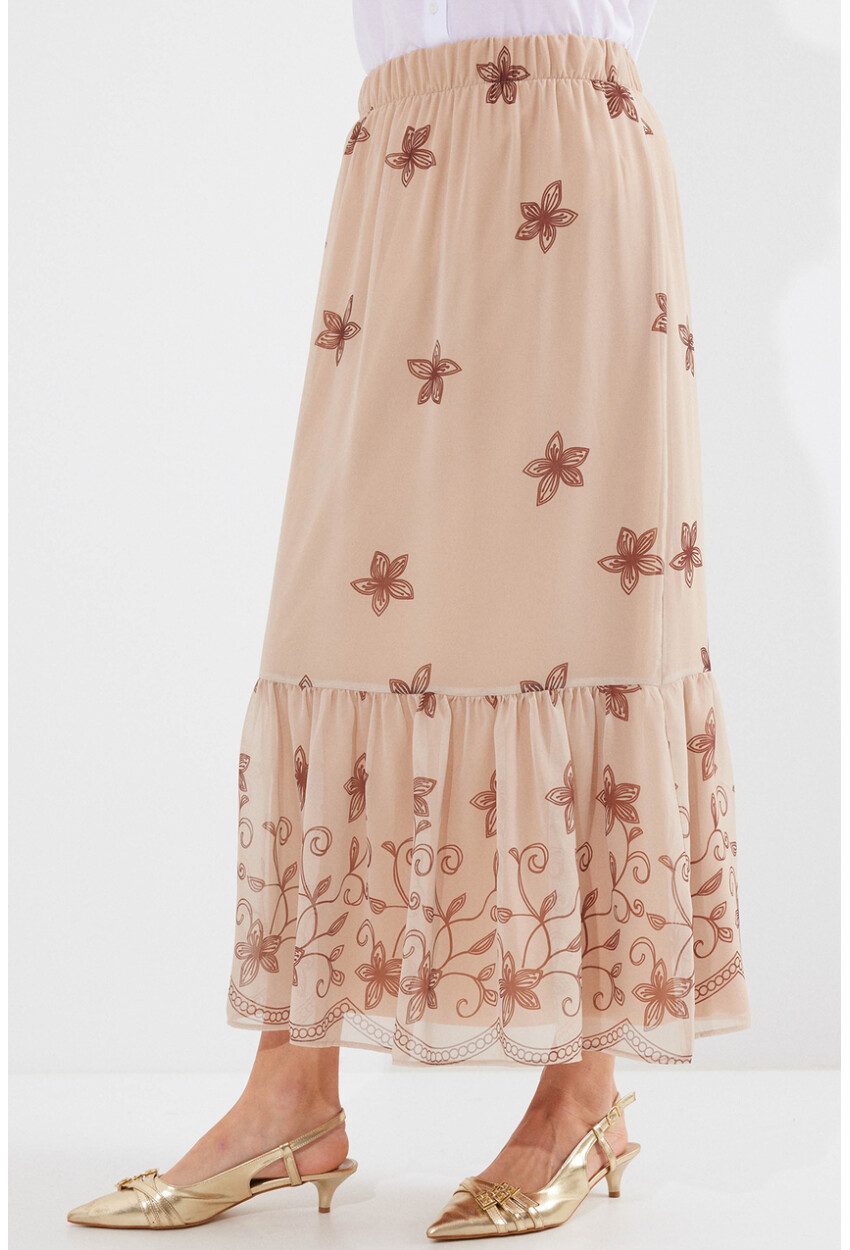 8010 Patterned Chiffon Skirt