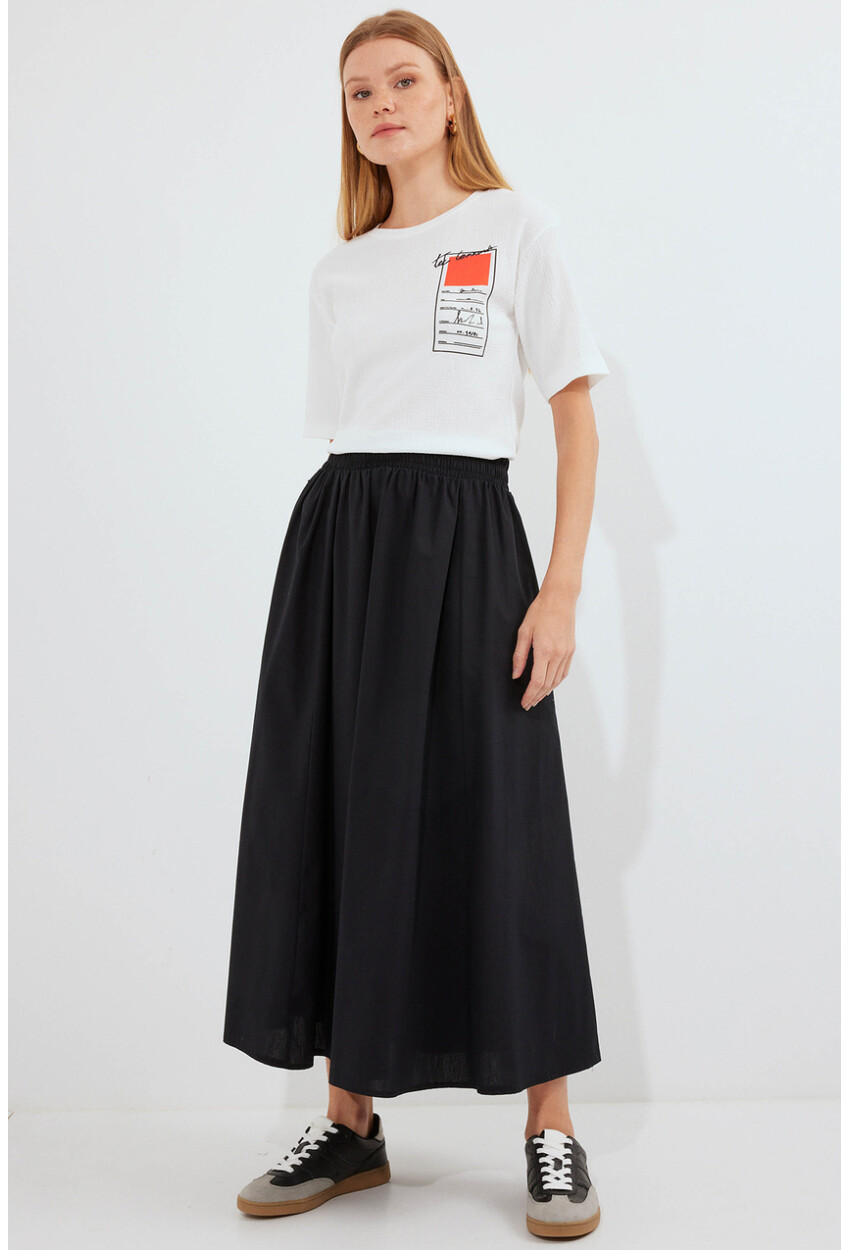 Womens Long Skirt With Pocket Detail 8024