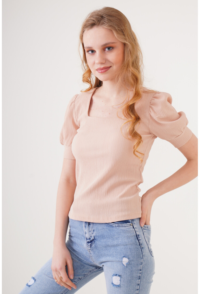 0409 Square Neck Knit Blouse