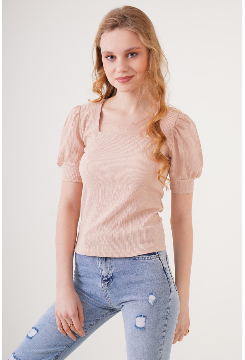 0409 Square Neck Knit Blouse