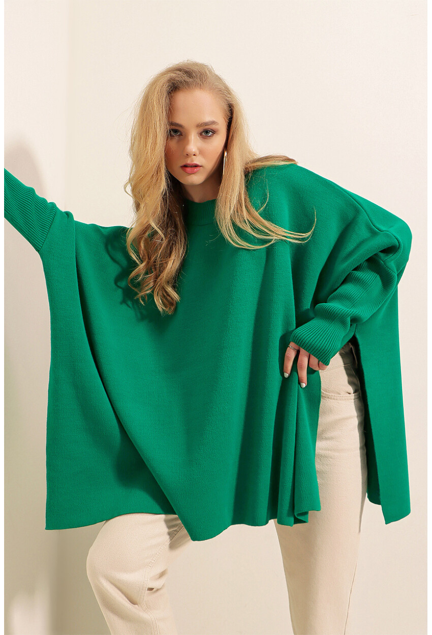 15783 Split Poncho Sweater