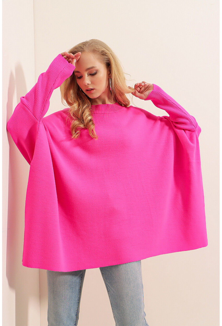 15783 Split Poncho Sweater