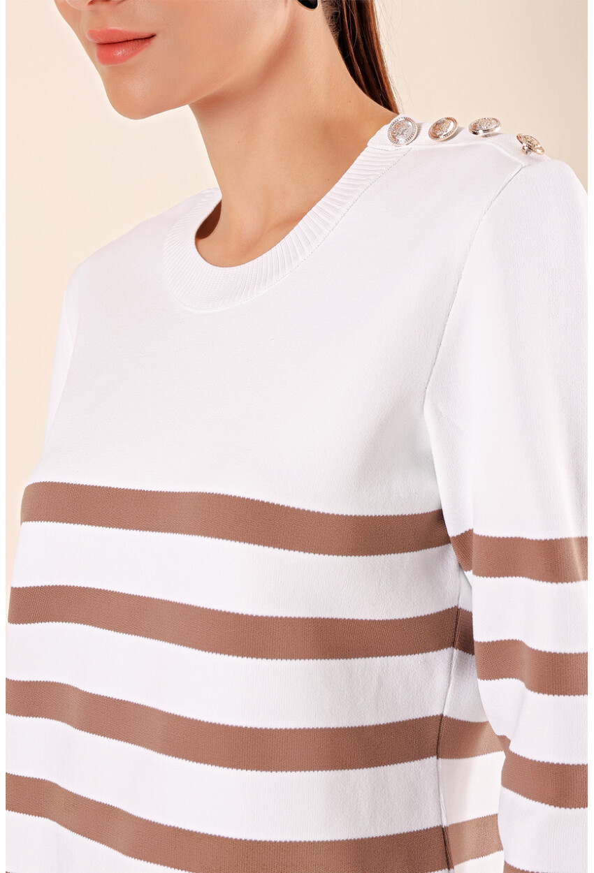 15820 Striped Sweater With Buttons