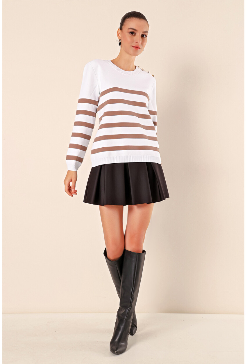 15820 Striped Sweater With Buttons