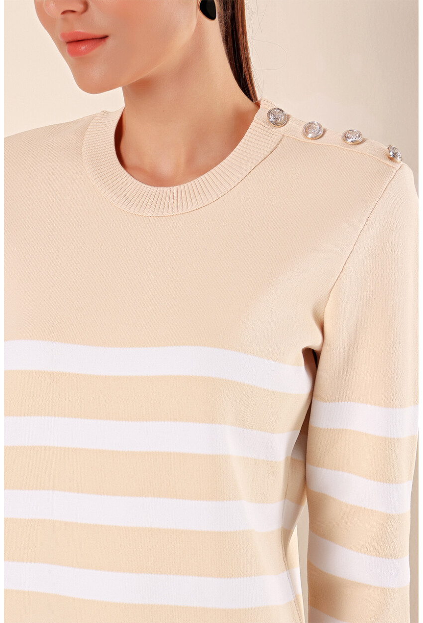 15820 Striped Sweater With Buttons