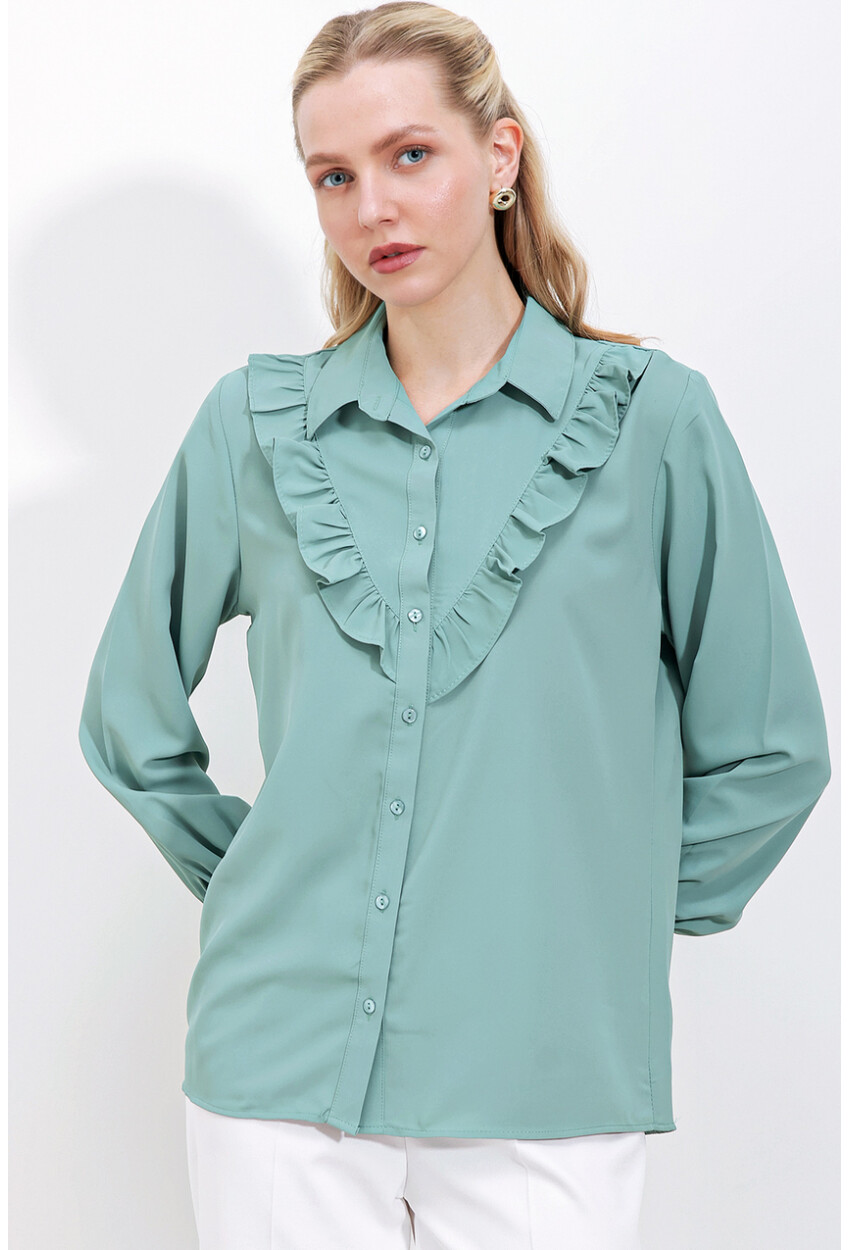 20223 Long Sleeve Shirt With Ruffles