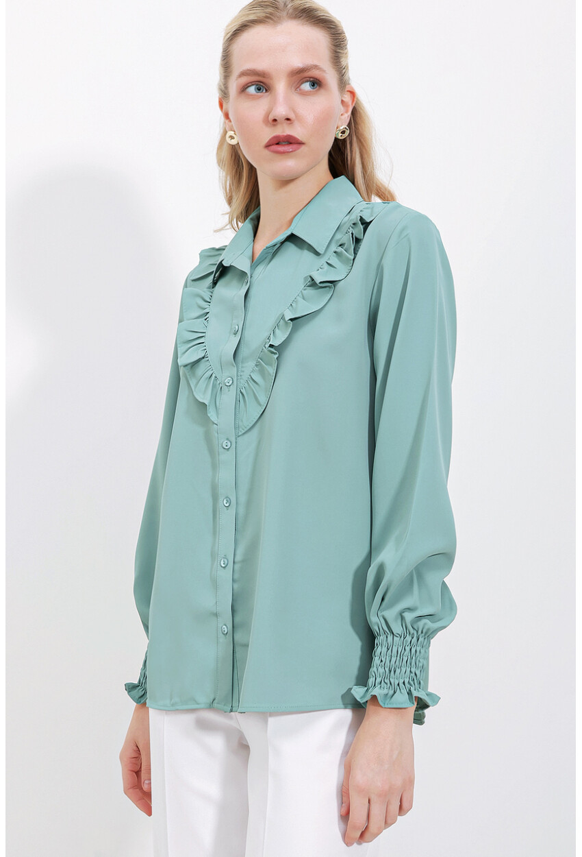 20223 Long Sleeve Shirt With Ruffles