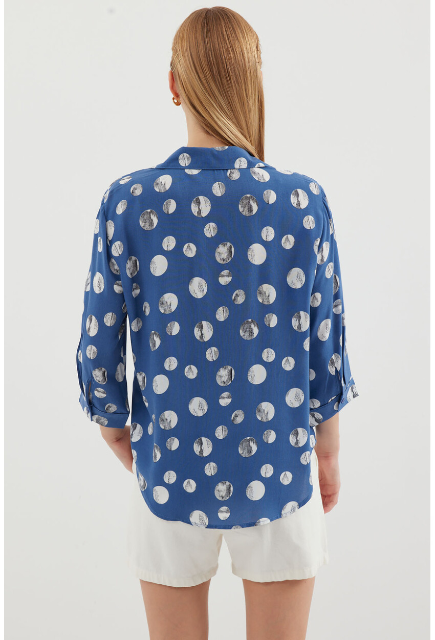 20243 Patterned Front-Tie Shirt