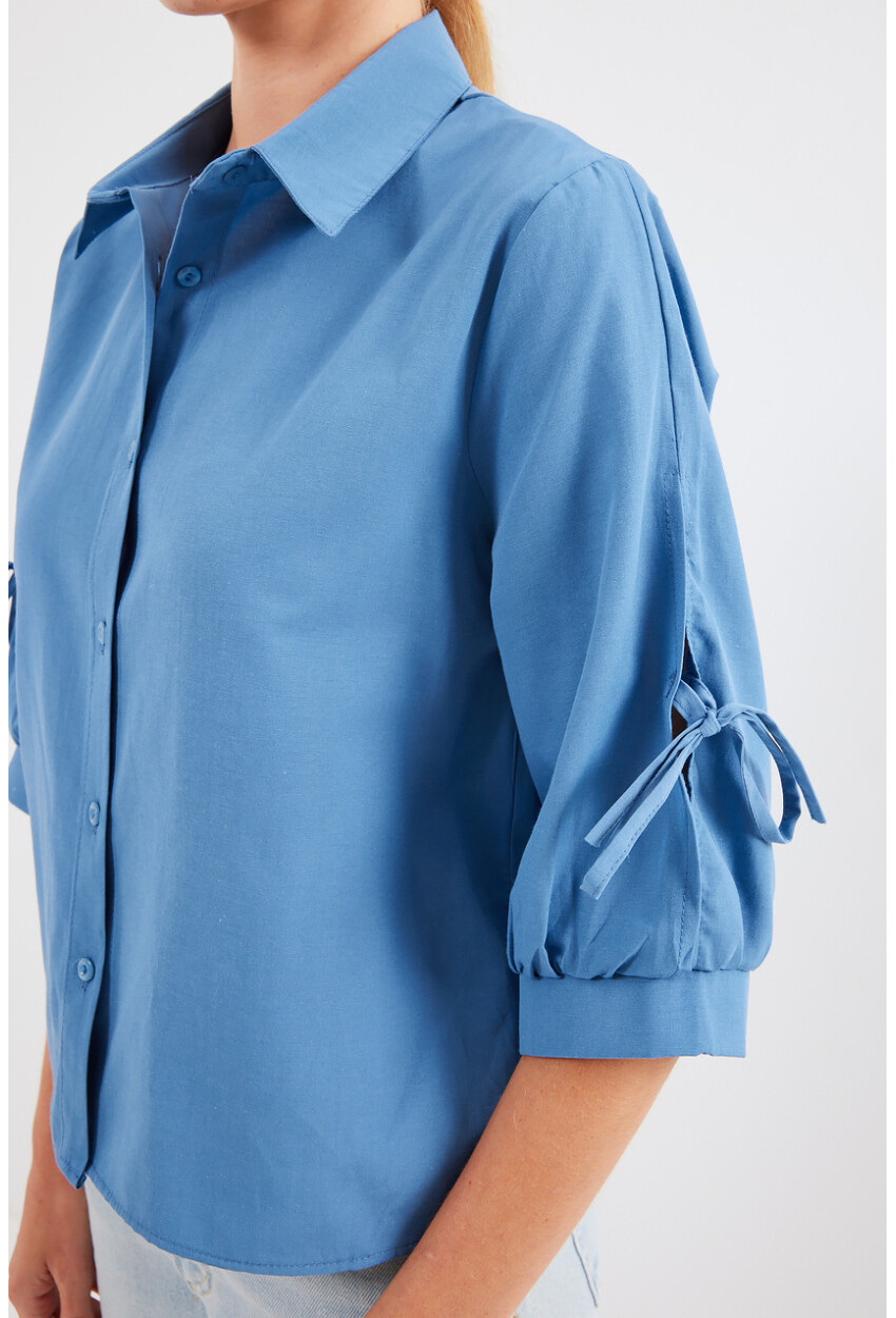 20246 Cropped Shirt With Sleeve Detail