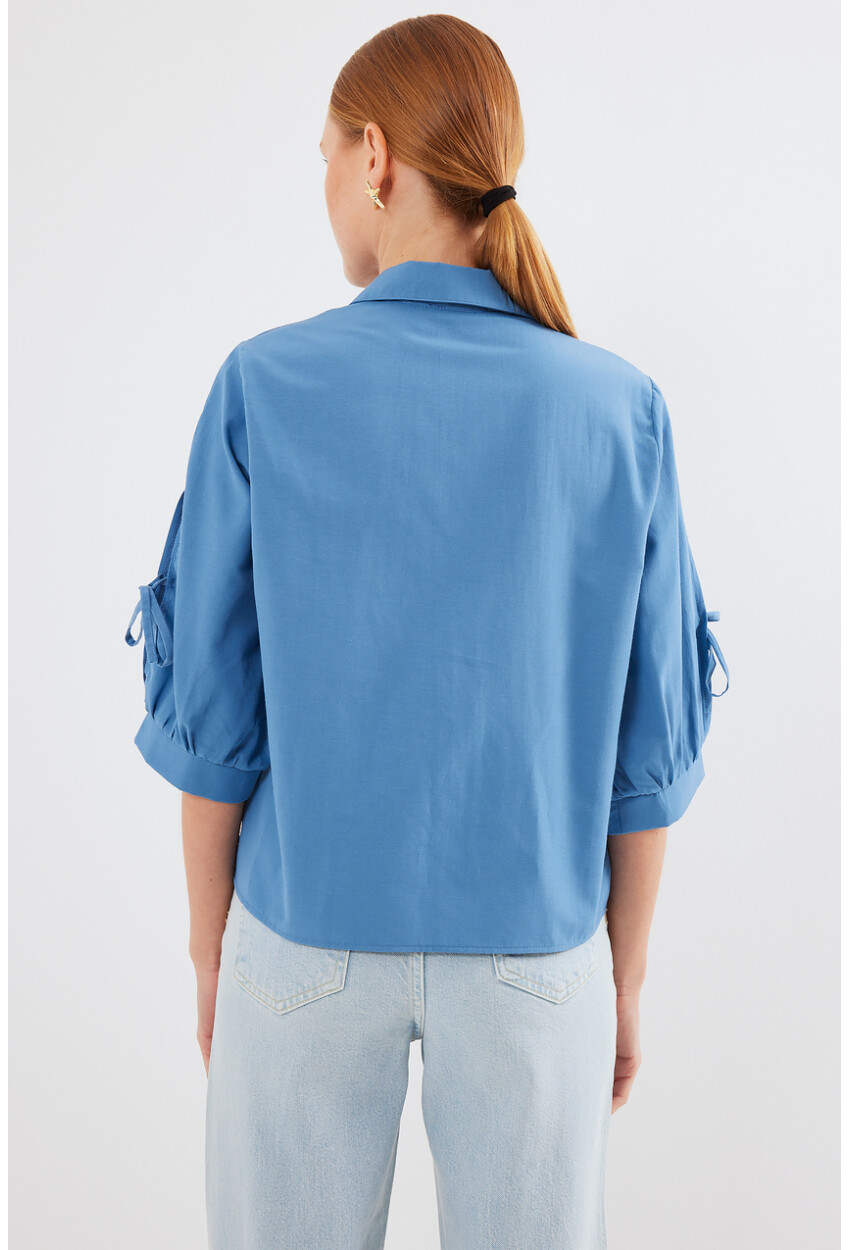 20246 Cropped Shirt With Sleeve Detail