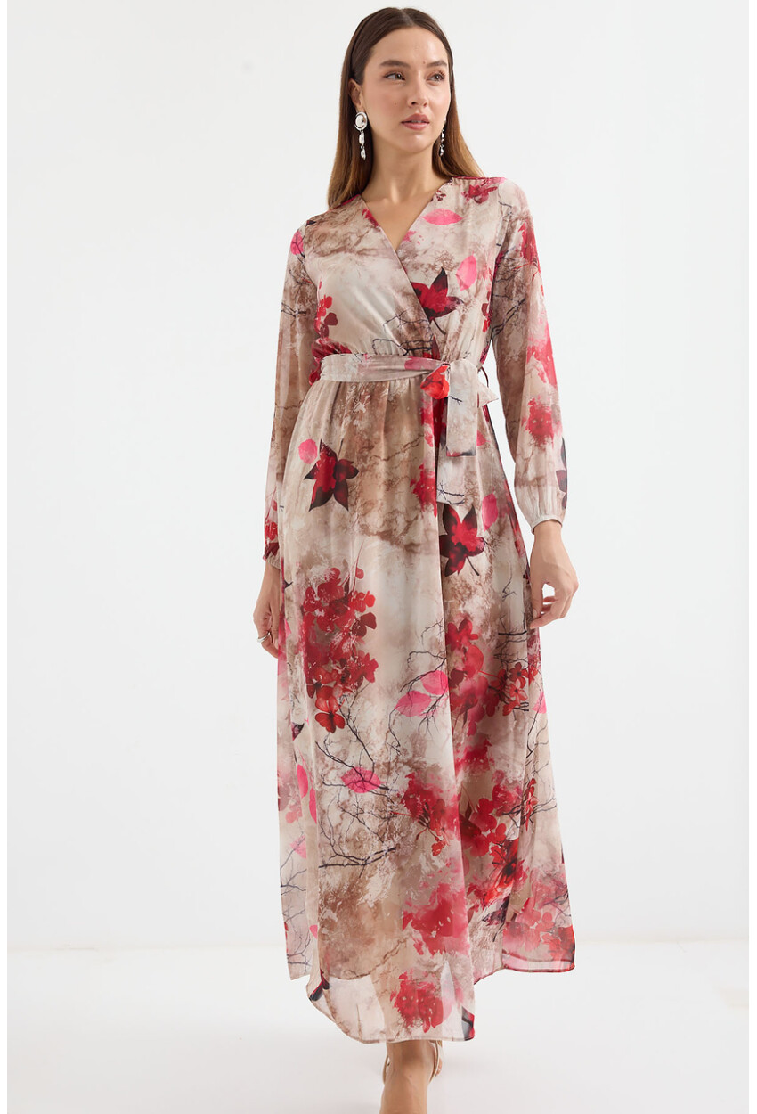 2134 Patterned Chiffon Dress