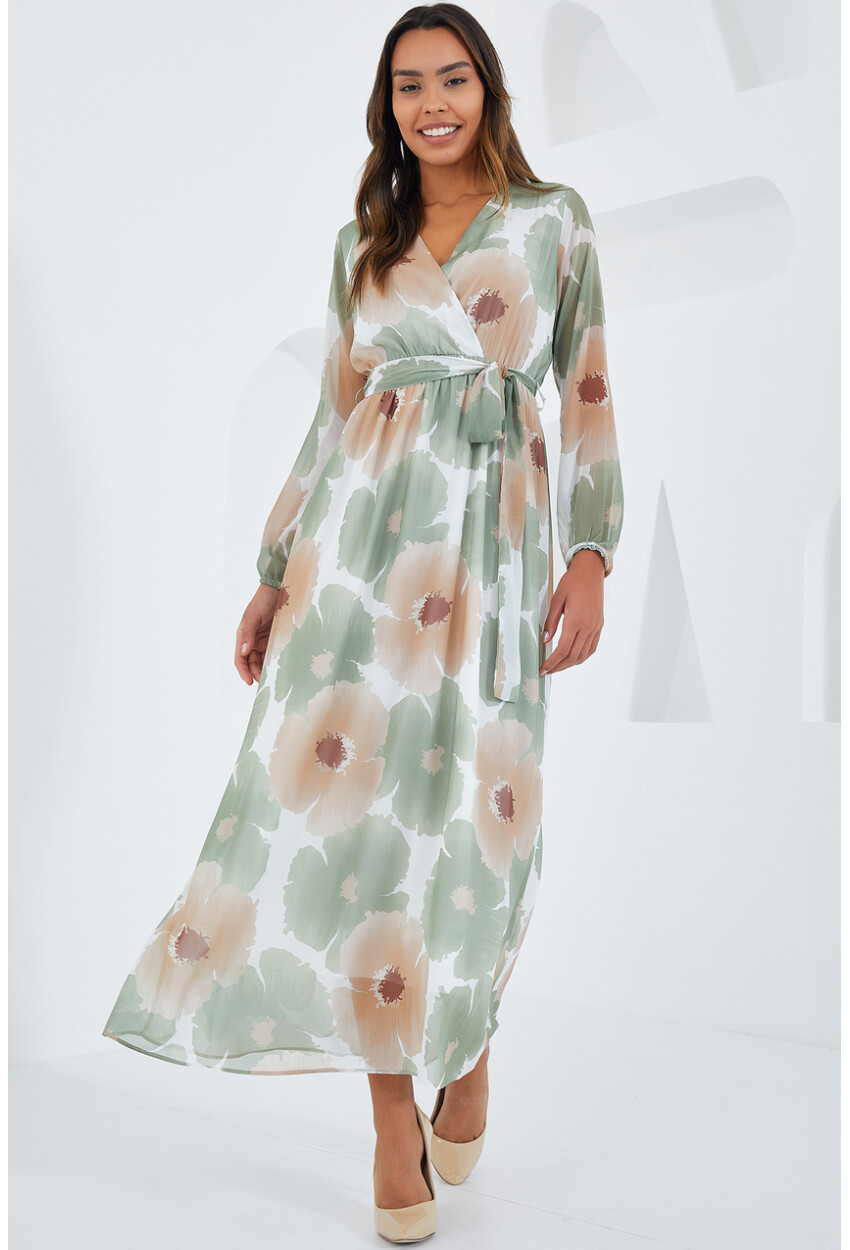 2134 Patterned Chiffon Dress