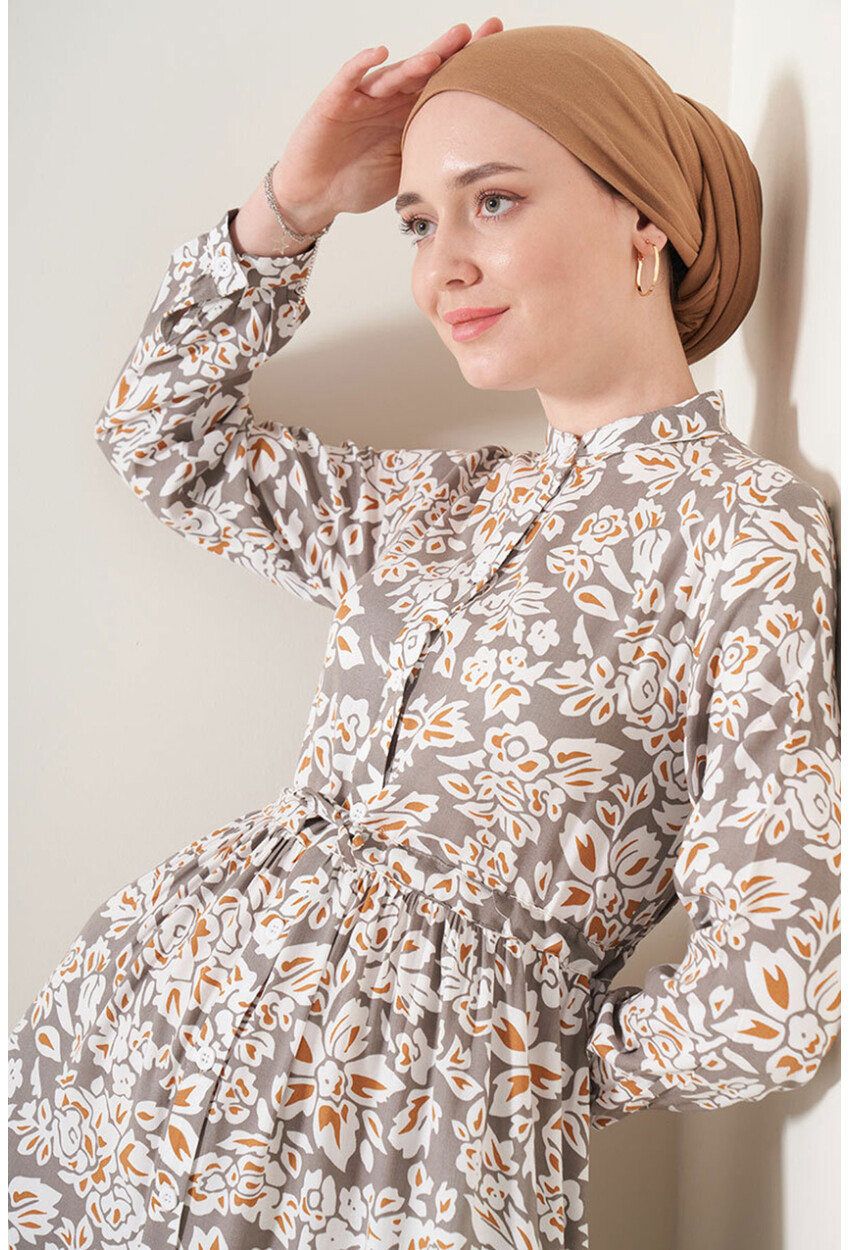 2144 Mandarin Collar Hijab Dress