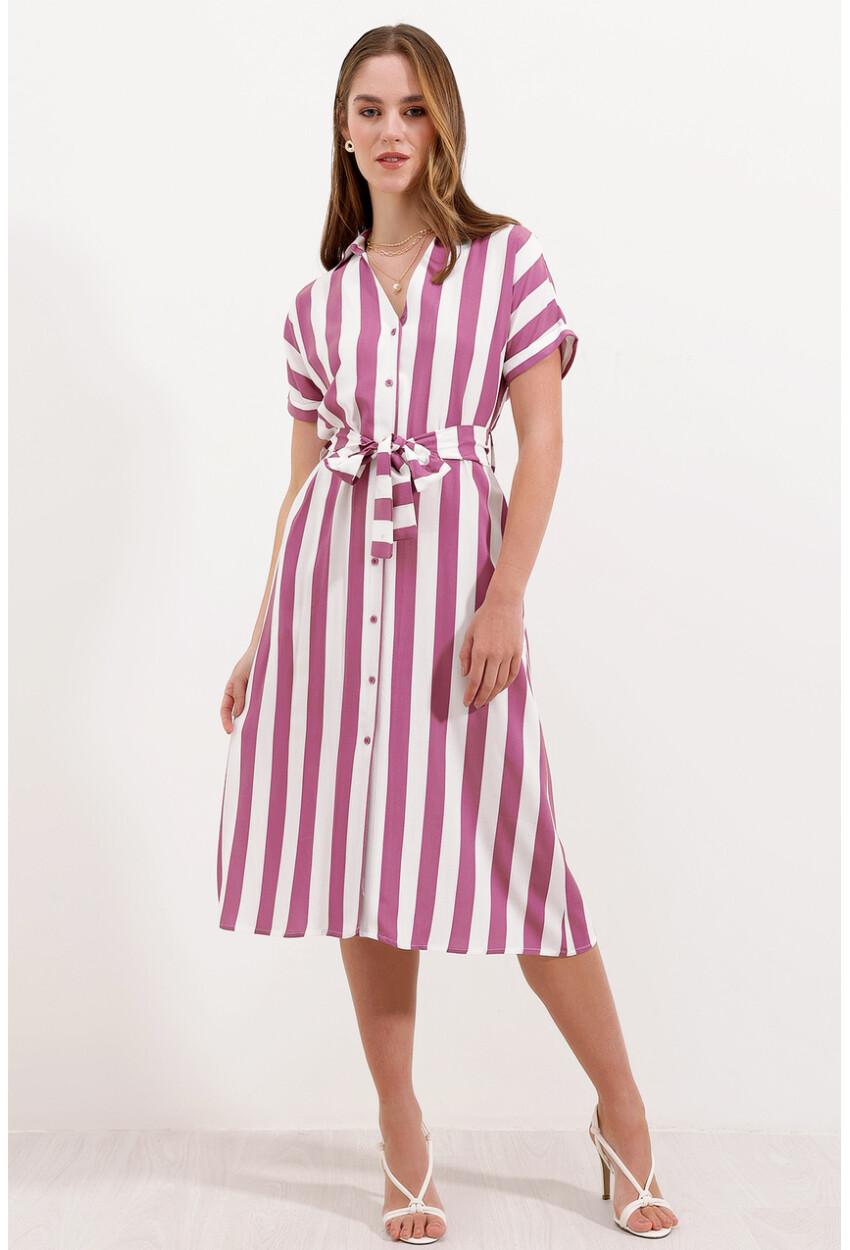 2456 Shirt Dress With Stripes