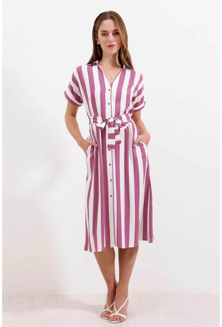 2456 Shirt Dress With Stripes