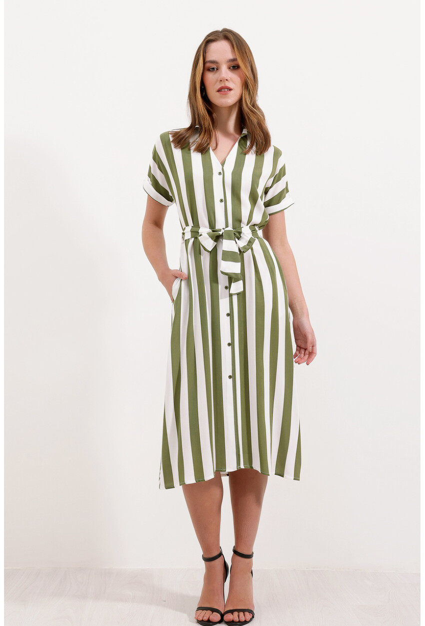 2456 Shirt Dress With Stripes