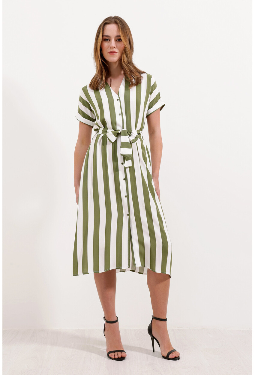 2456 Shirt Dress With Stripes