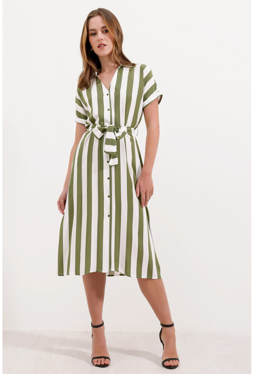 2456 Shirt Dress With Stripes