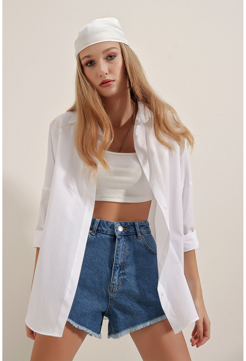 3900 Oversized Long Basic Shirt