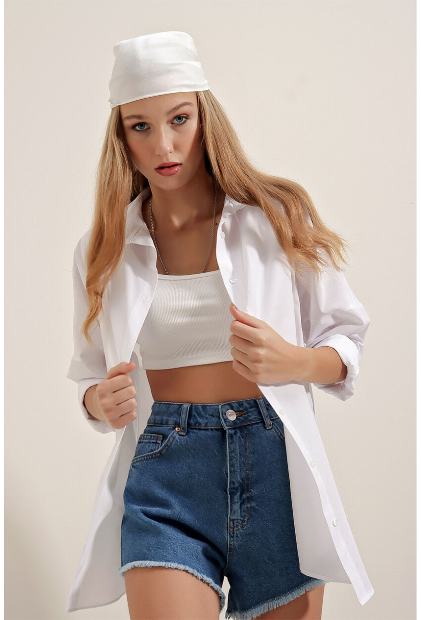 3900 Oversized Long Basic Shirt