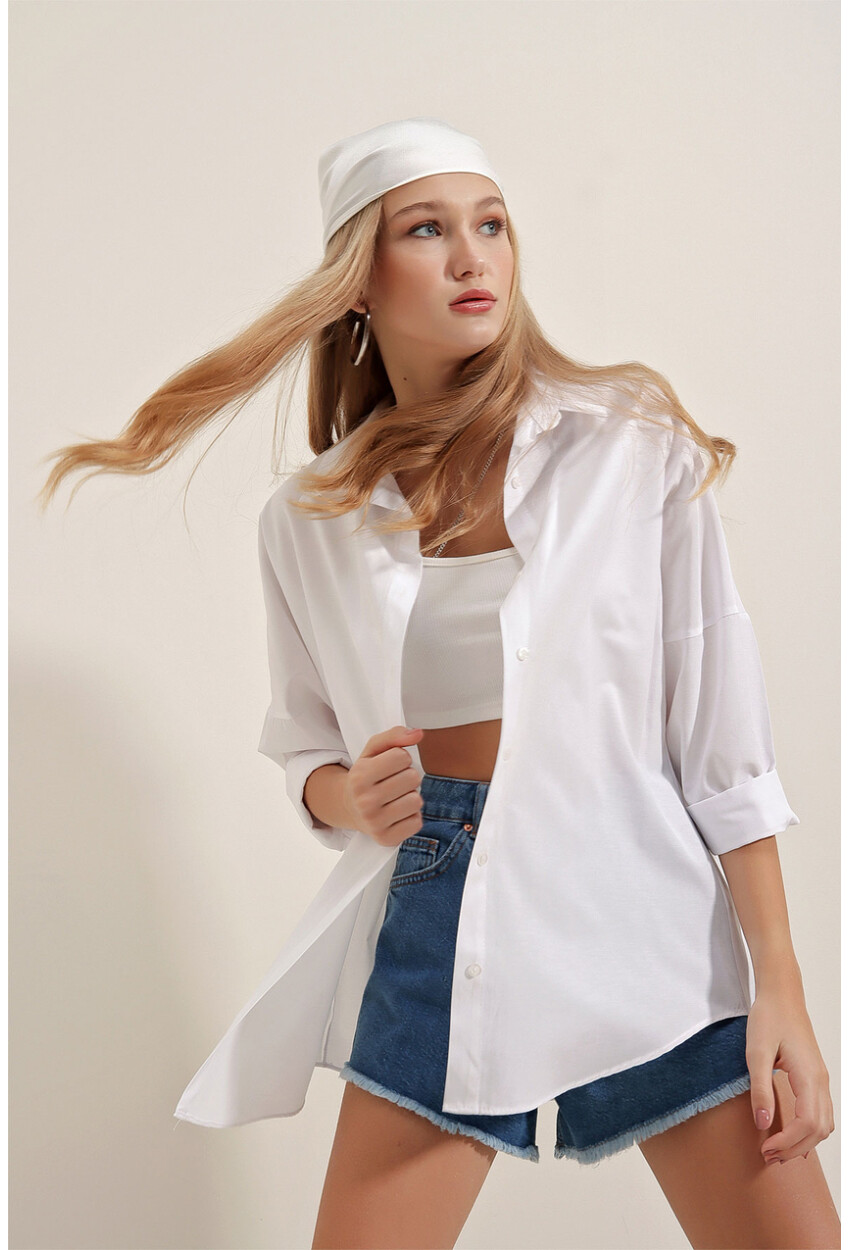 3900 Oversized Long Basic Shirt