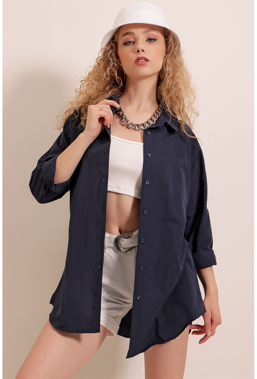 3900 Oversized Long Basic Shirt