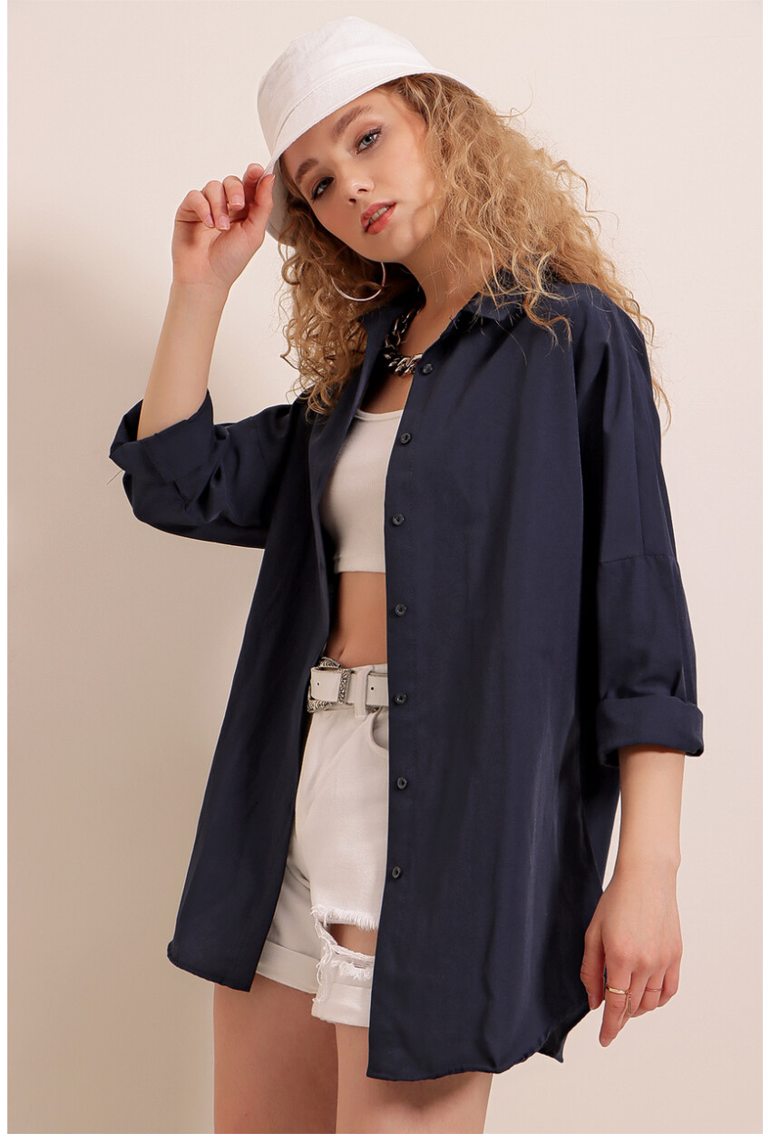 3900 Oversized Long Basic Shirt