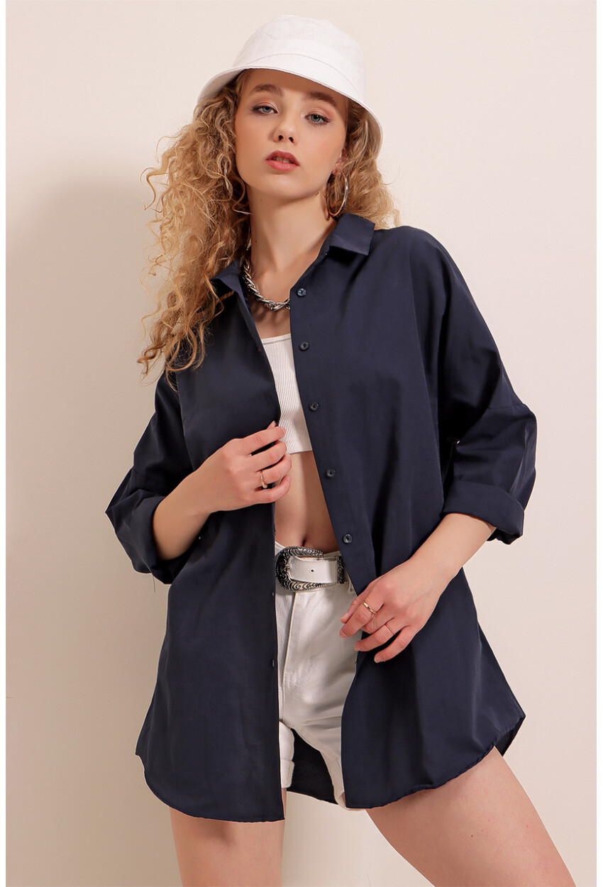 3900 Oversized Long Basic Shirt