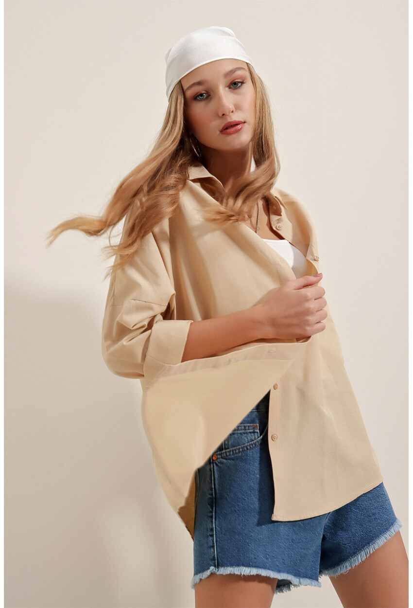 3900 Oversized Long Basic Shirt