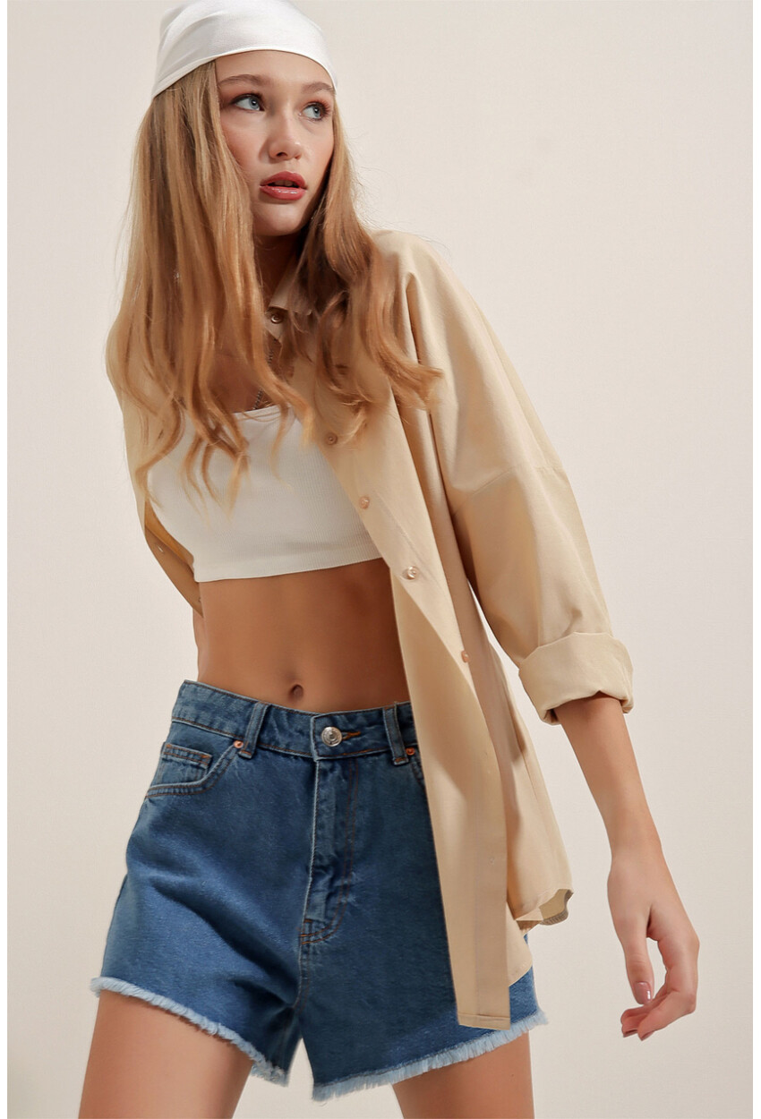 3900 Oversized Long Basic Shirt