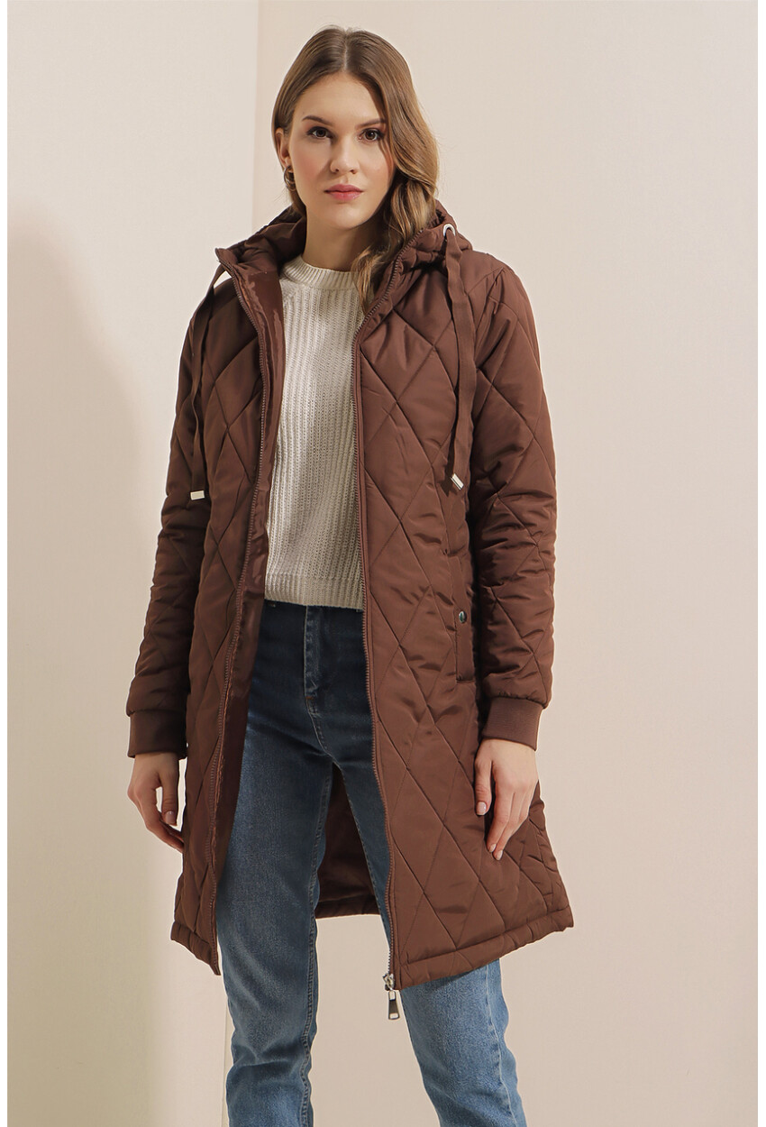 5138 Quilted Long Puffer Coat