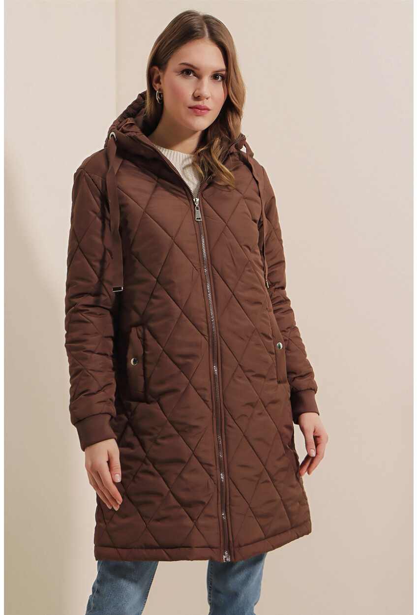 5138 Quilted Long Puffer Coat