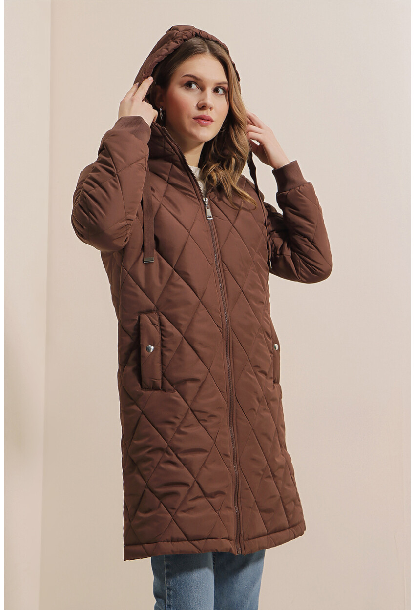 5138 Quilted Long Puffer Coat