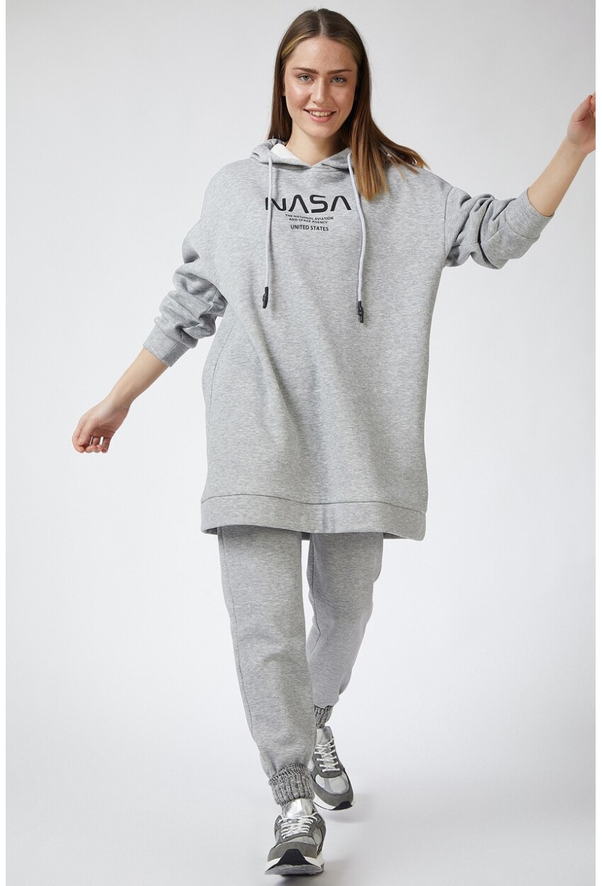 55345 NASA Printed Hijab Tracksuit Set