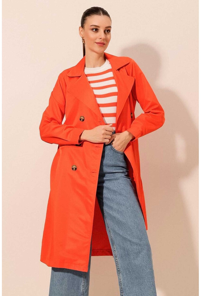 5853 Wrap Collar Trench Coat
