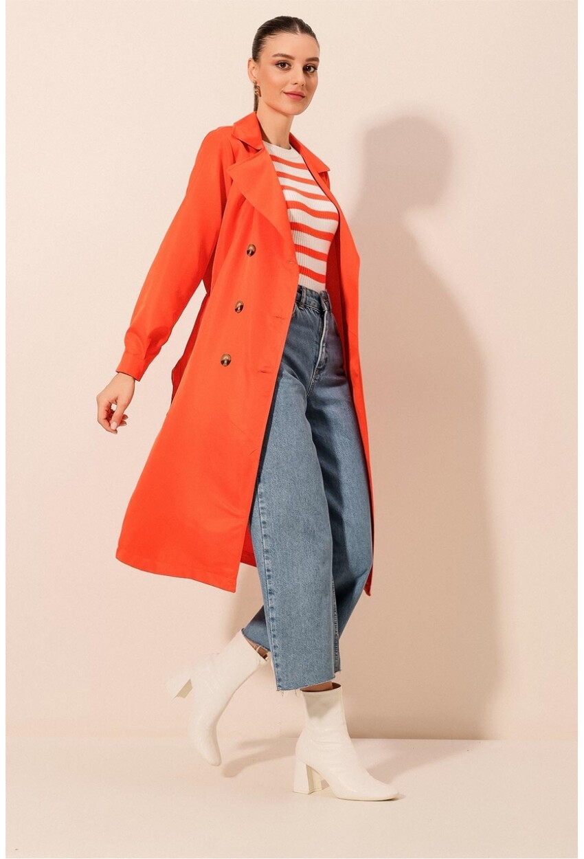 5853 Wrap Collar Trench Coat