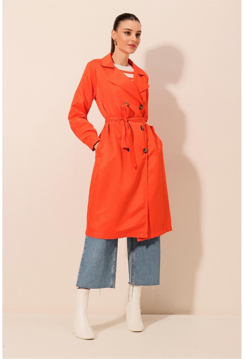 5853 Wrap Collar Trench Coat