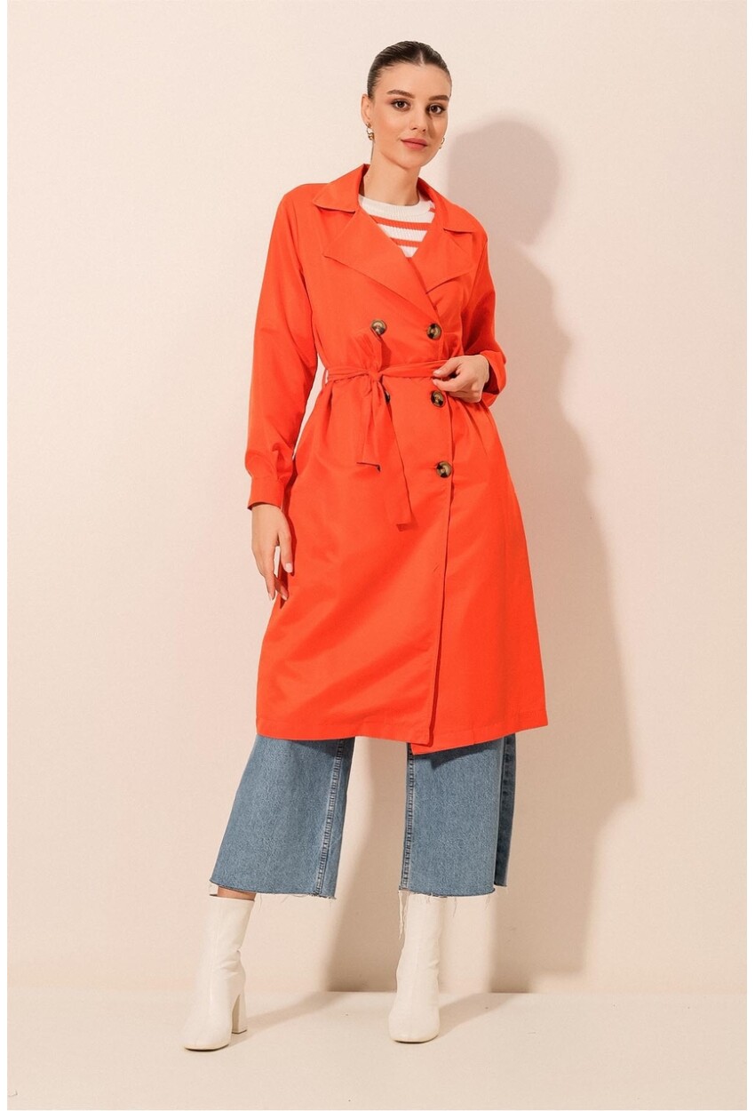 5853 Wrap Collar Trench Coat