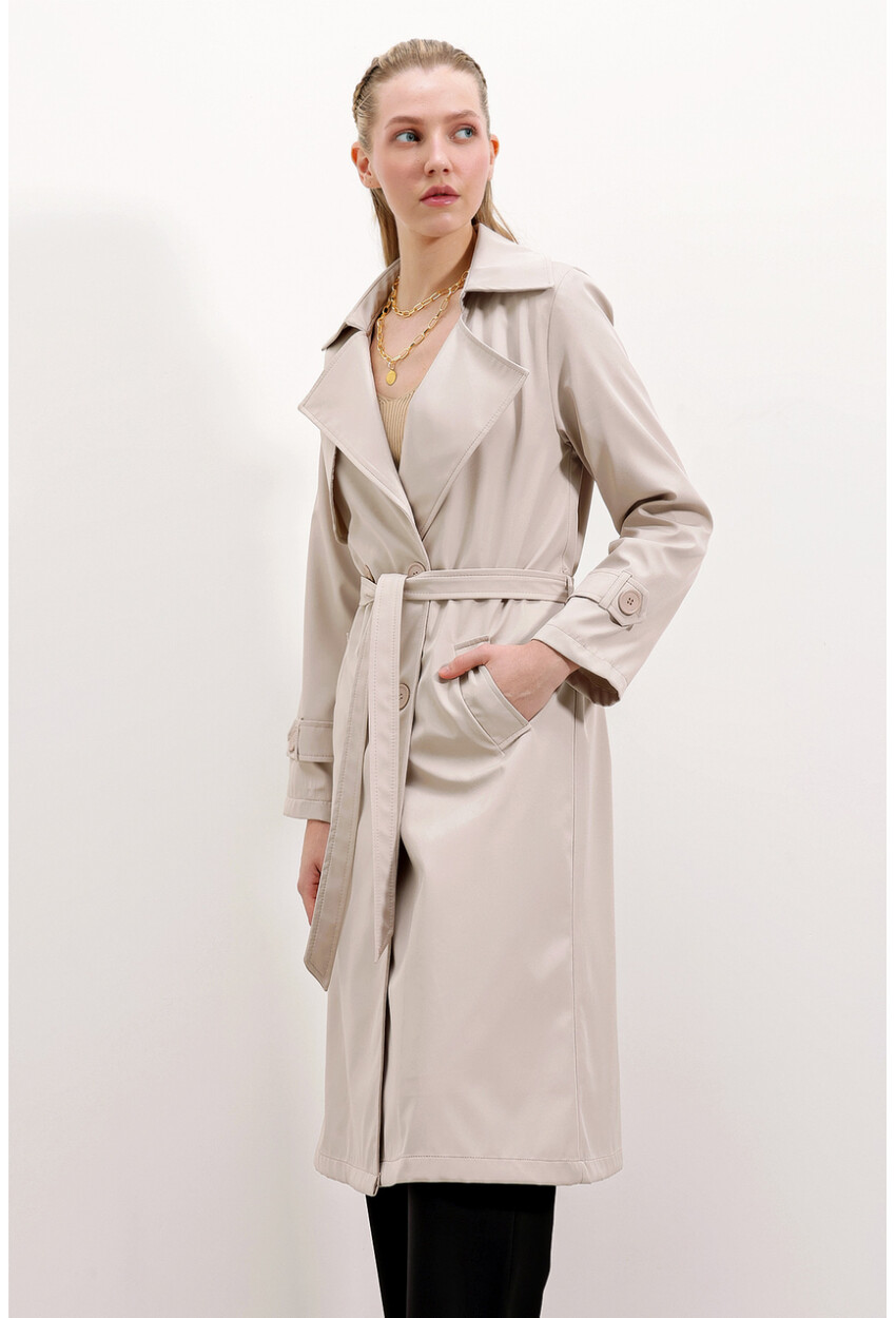 5918 Wrap Collar Trench Coat