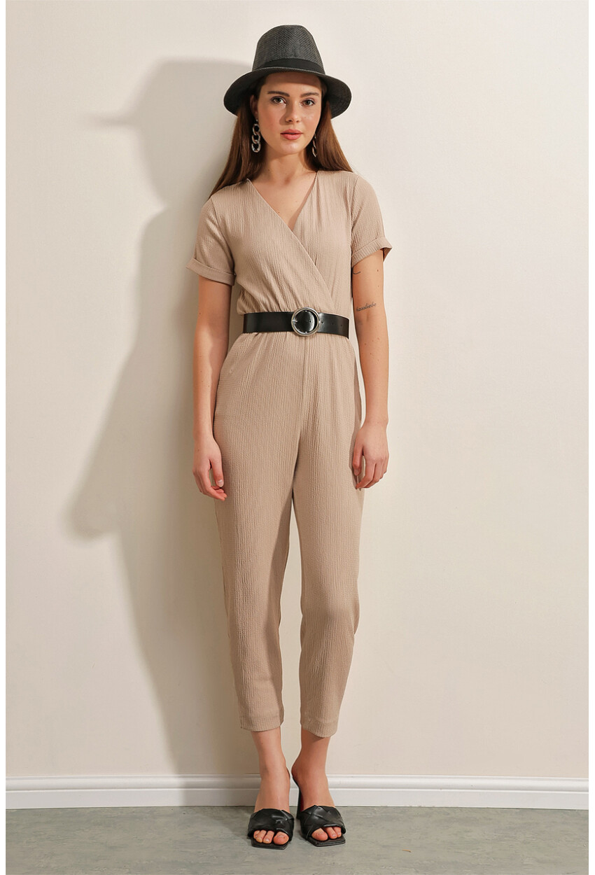 7022 Belted Knit Jumpsuit