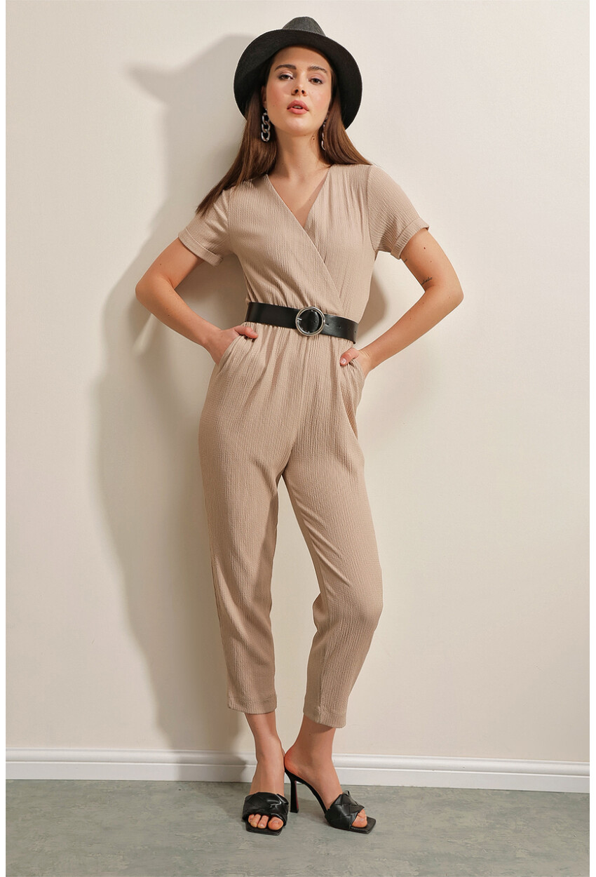 7022 Belted Knit Jumpsuit