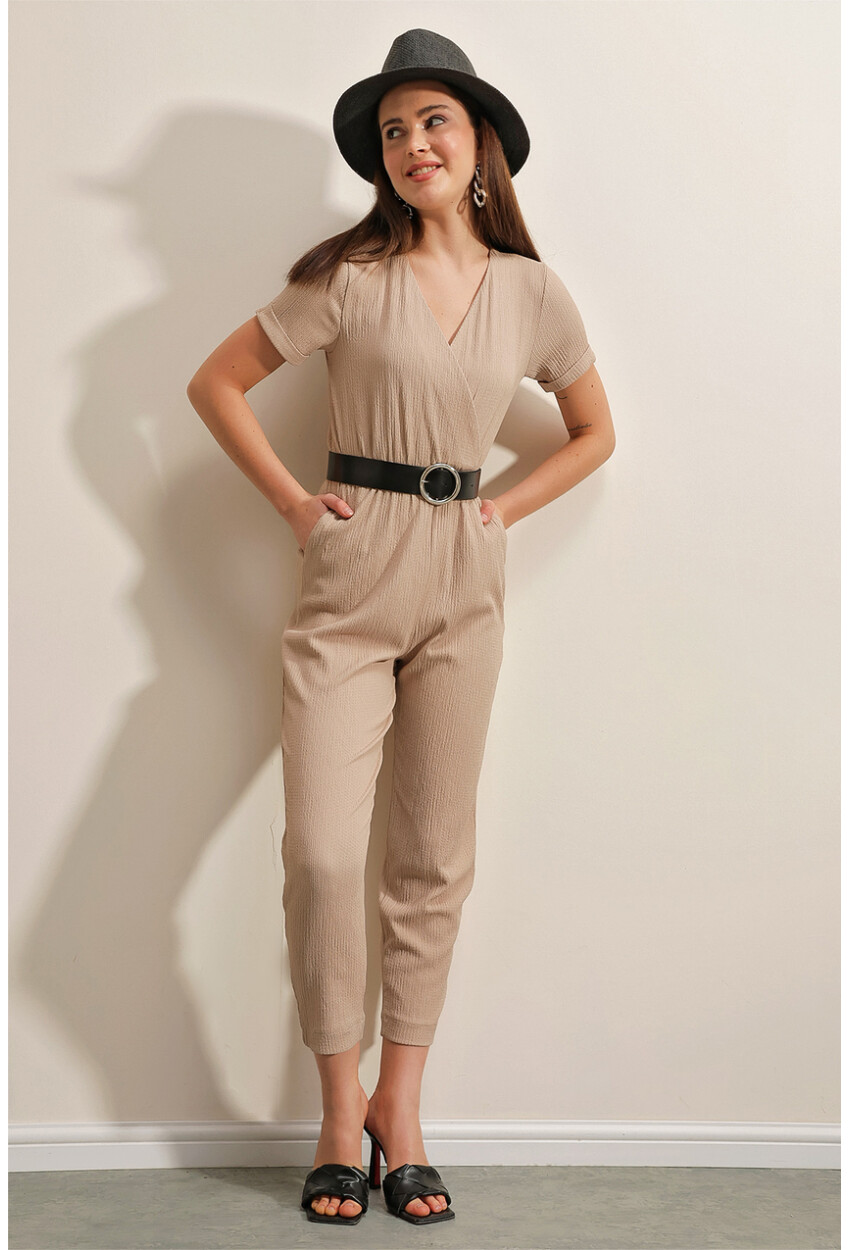 7022 Belted Knit Jumpsuit